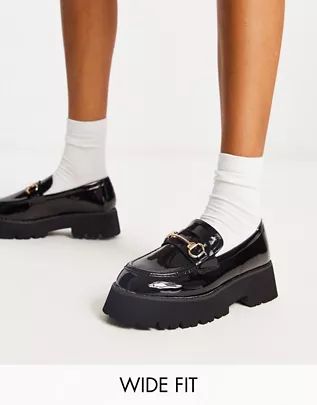 RAID Wide Fit Monster chunky loafers in black patent | ASOS (Global)