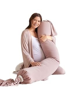 bbhugme Adjustable Pregnancy Pillow – Full Body Support for Side Sleeping - Adjustable Firmness and Shape - Supports Back, Legs, Belly, HIPS for Pregnant Women - Removable Cover - Dusty Pink | Amazon (US)