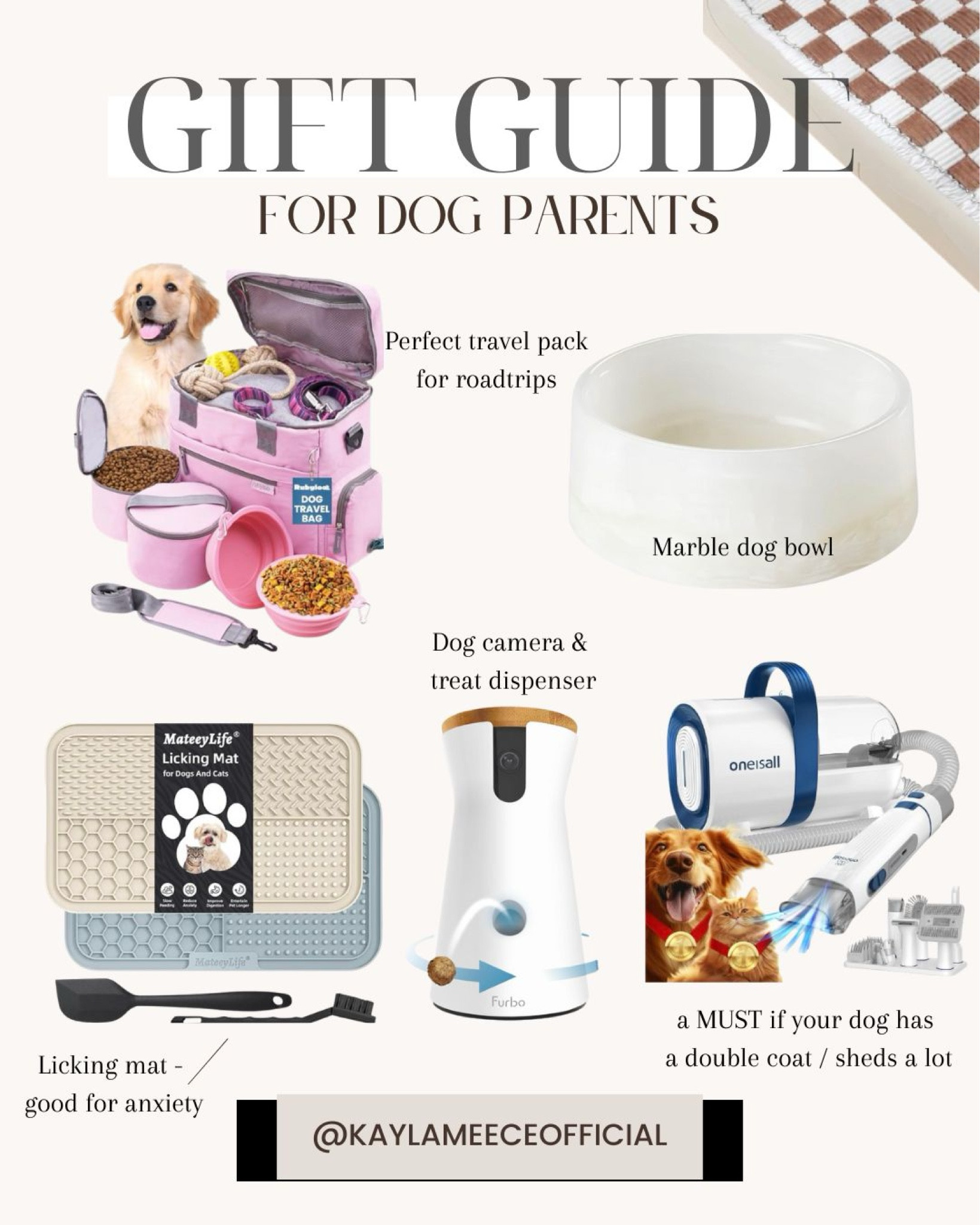 Gift Guide for Dog Parents

#giftguidefordoglovers #holidaygiftguide #cutedogbowl #lickingmat #treatdispenser #petvacuum #cutedogbeds #checkereddogbed #doglovers #firsttimedogowners #dogtravelbag #roadtripessentialsfordogs

#LTKGiftGuide