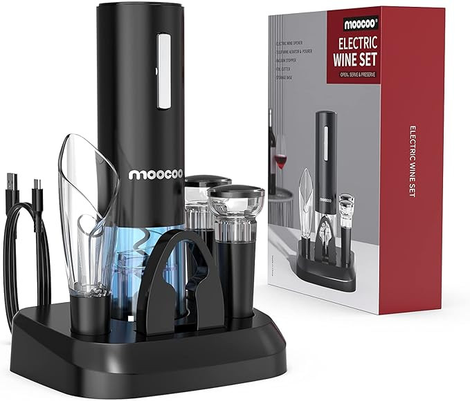 Moocoo Electric Wine Opener with Charging Base, Cordless Electric Wine Bottle Opener with 2-in-1 ... | Amazon (US)