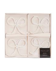 Set Of 4 Faux Pearl Bow Ornaments | TJ Maxx