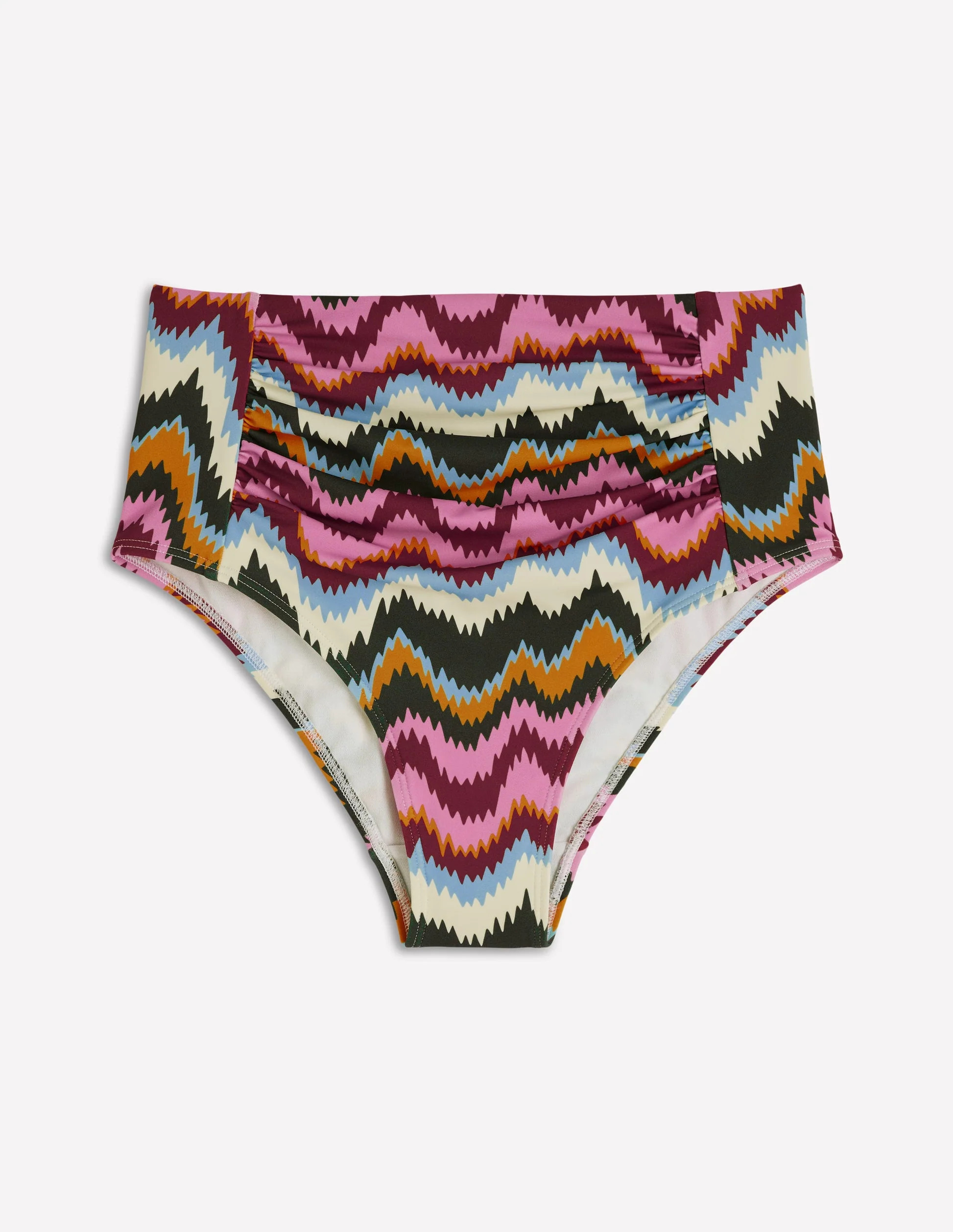 Kythira Ruched Bikini Bottoms-Multi, Zig Zag Wave | Boden (US)