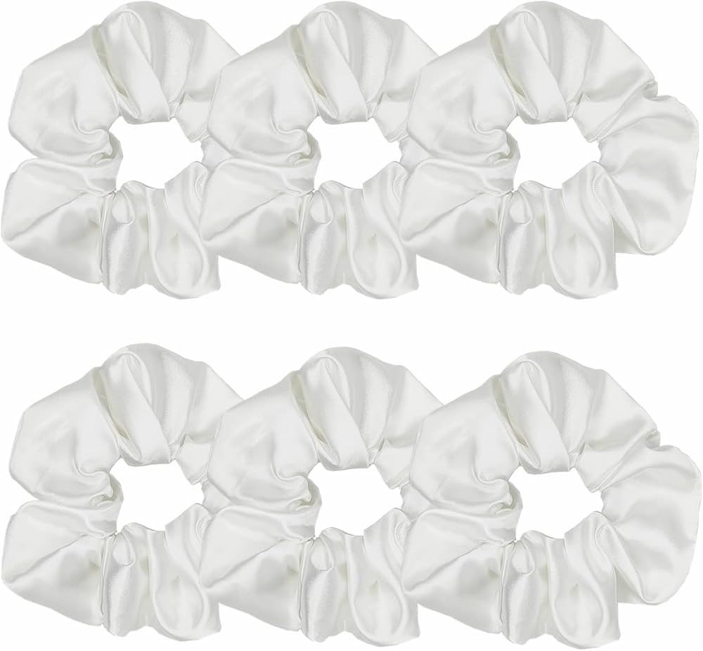6 Pcs Satin Silk Hair Scrunchies Soft Satin Hair Ties Fashion Hair Bands Hair Bow Ropes Hair Elas... | Amazon (US)