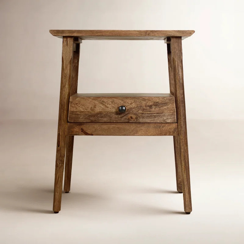 Akio 1-Drawer Solid Wood Nightstand with Finished Back | Wayfair North America