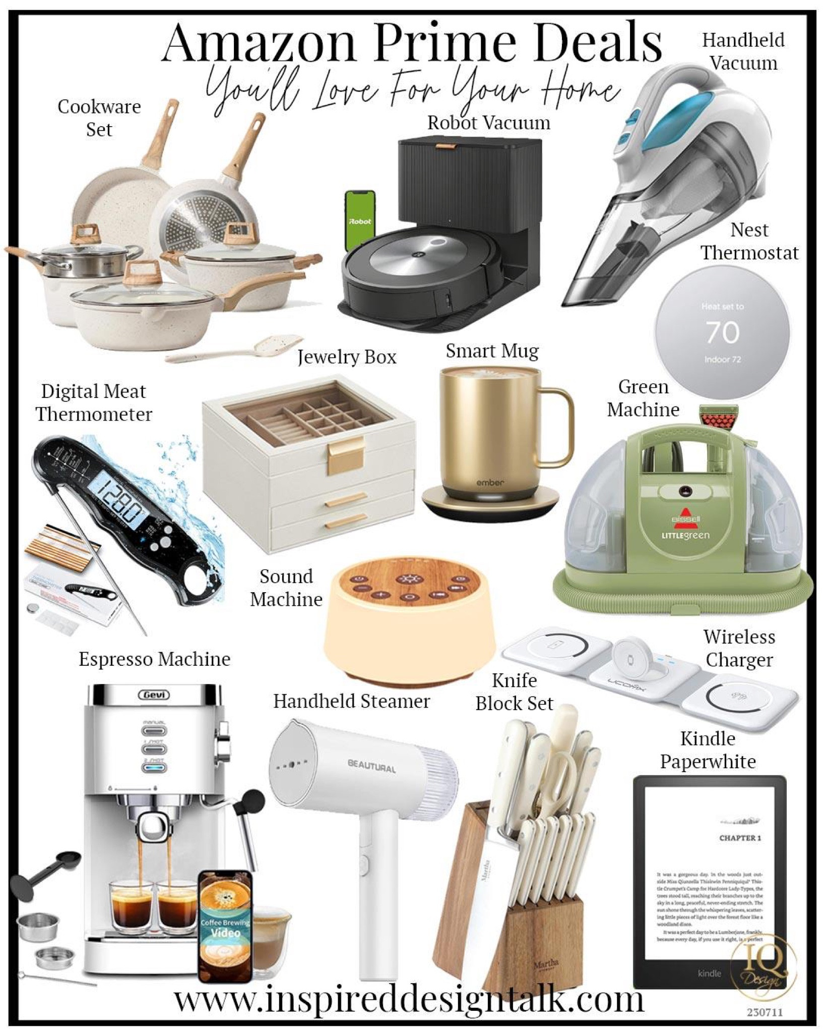 Best Amazon Prime Day Deals for you home. Kitchen decor, vacuum, meat thermometer, coffee maker, kindle paper white, green machine, pots and pans

#LTKxPrimeDay #LTKhome #LTKsalealert