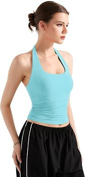 SUUKSESS Women Halter Tank Tops Double Lined Backless Y2K Trendy Going Out Tops | Amazon (US)