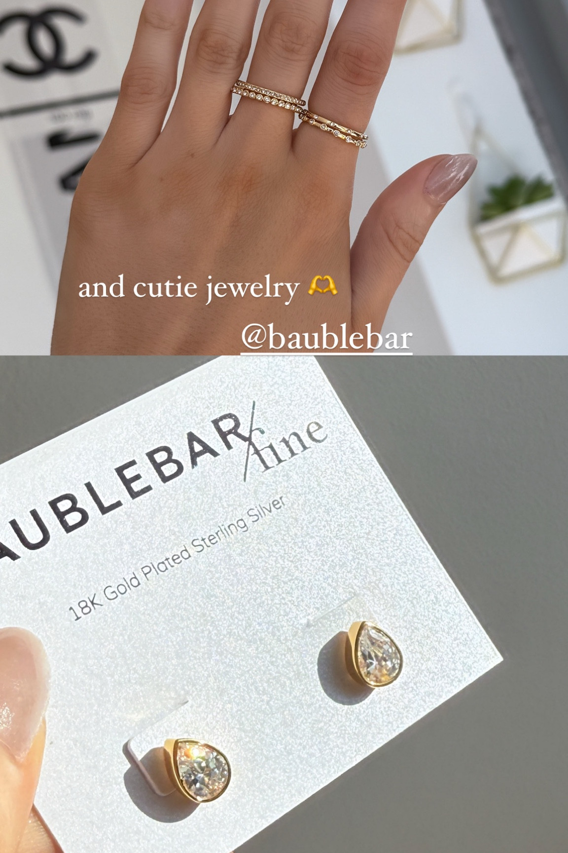 baublebar gold jewelry rings and earrings 