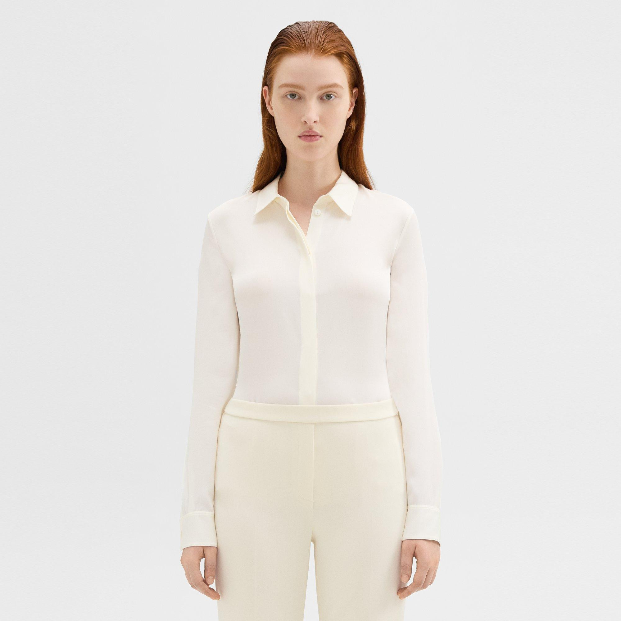 Fitted Shirt in Silk Georgette | Theory