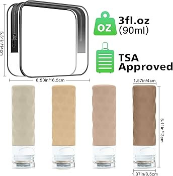 Silevoler Travel Bottles for Toiletries, 4pcs Tsa Approved 3oz Travel Size Containers, BPA Free L... | Amazon (US)
