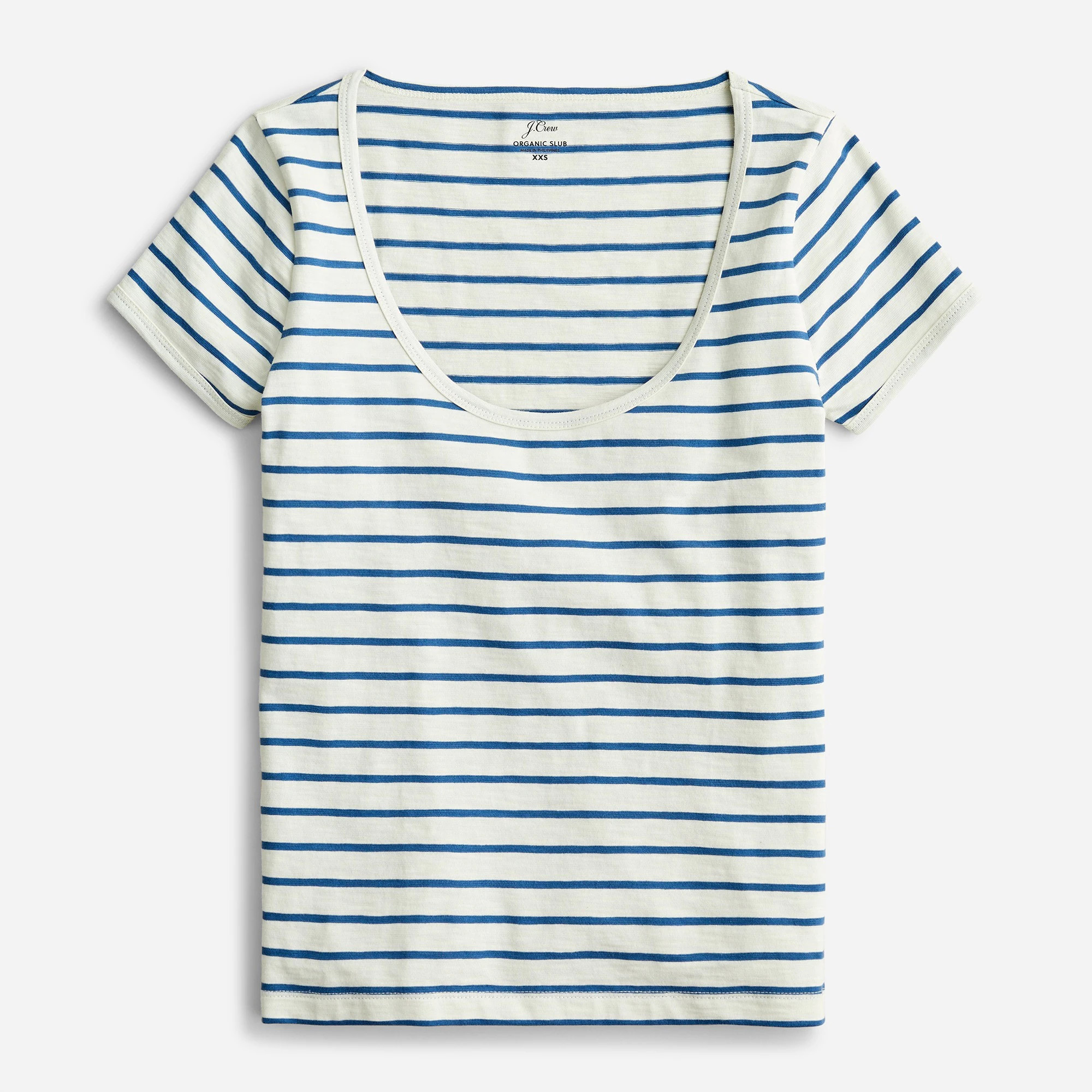 J.Crew: '90s Cropped Organic Slub Cotton Scoopneck T-shirt In Stripe For Women | J. Crew US