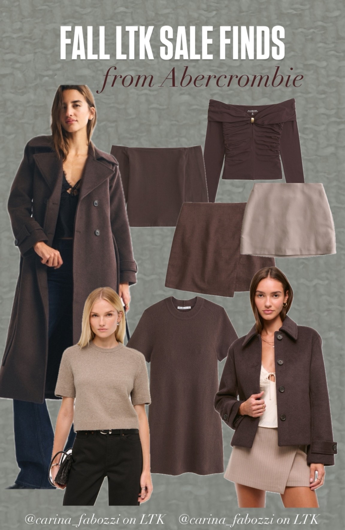 Copy exclusive LTK code here + it’s stackable!! 
LTK Fall Sale finds from Abercrombie. All things shades of brown for fall in warm and cool weather.

Mini skirt, women’s coats, sweaters, brown off the shoulder top, long sleeves, pea coat, women’s outerwear, fall fashion, fall finds from Abercrombie for women 

#LTKSeasonal #LTKFallSale #LTKSaleAlert