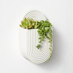 2.24" x 8.35" Wall Mounted Stoneware Planter White - Hilton Carter for Target | Target