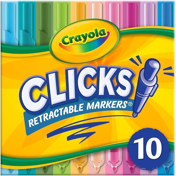 Crayola Washable Markers with Retractable Tips, Clicks, School Supplies, 10 Count, Gifts for Kids | Amazon (US)
