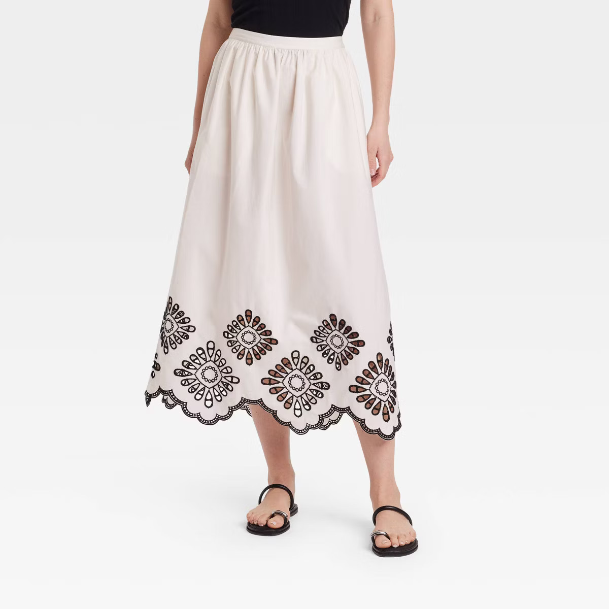Women's Eyelet Midi Skirt - Universal Thread™ Cream | Target