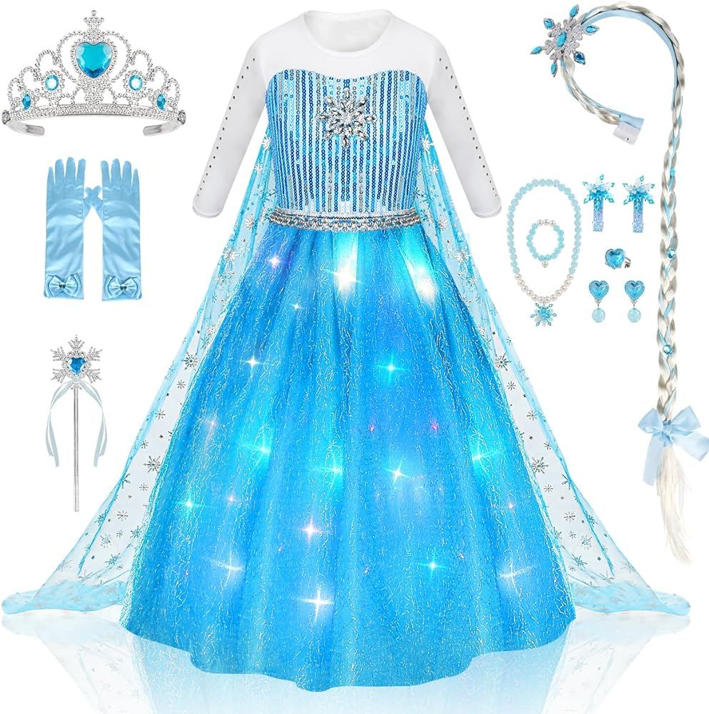 Meland Princess Dresses for Girls - Princess Costume with Long Cape for Girls Age 3-8 Year Old fo... | Amazon (US)