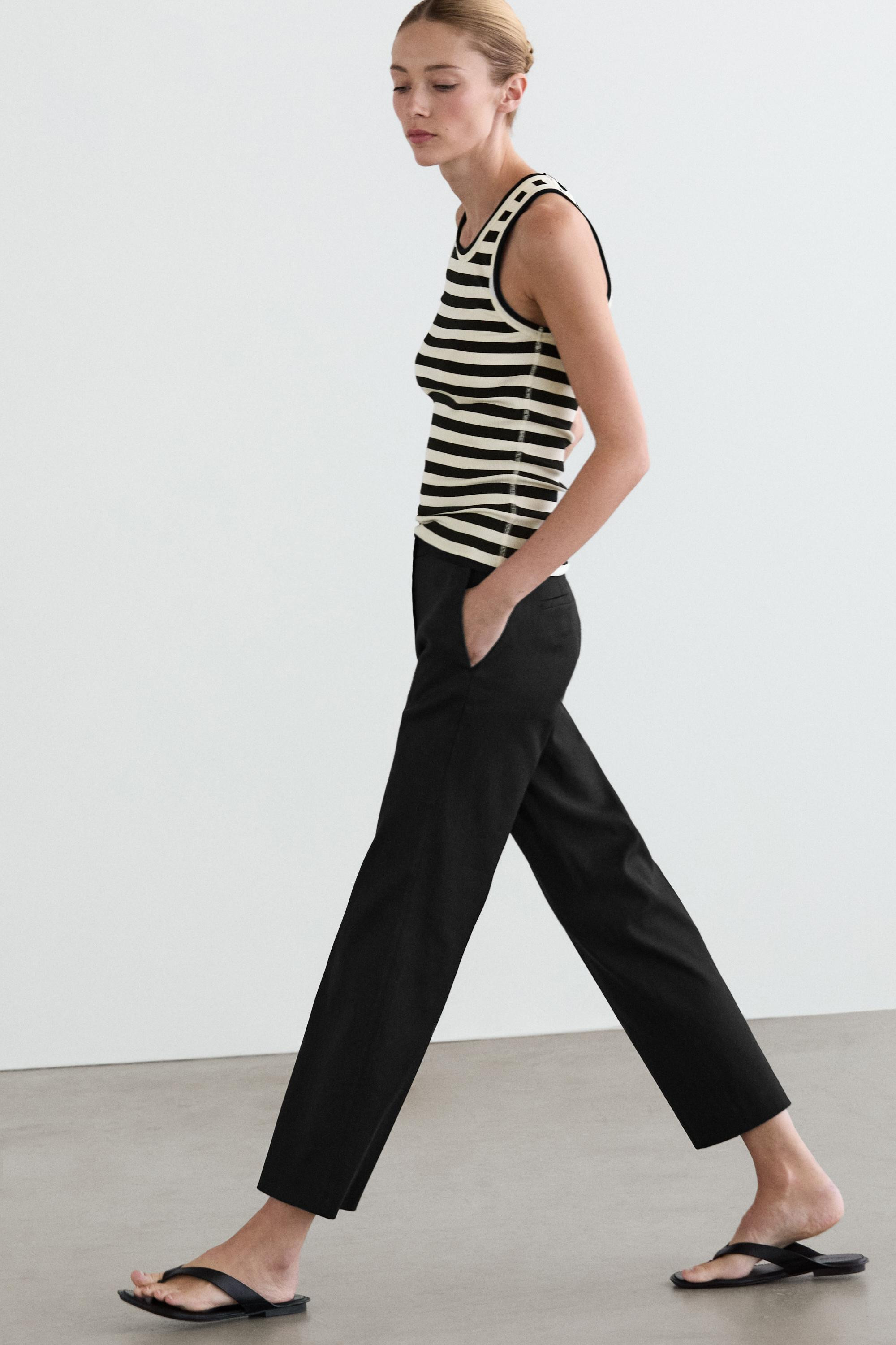 Straight-leg linen blend trousers | Massimo Dutti US