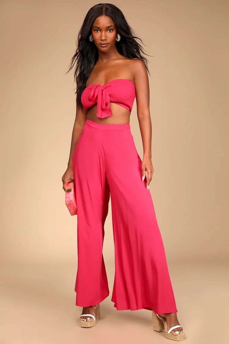 Seaside to Shore Hot Pink Strapless Two-Piece Jumpsuit | Lulus (US)
