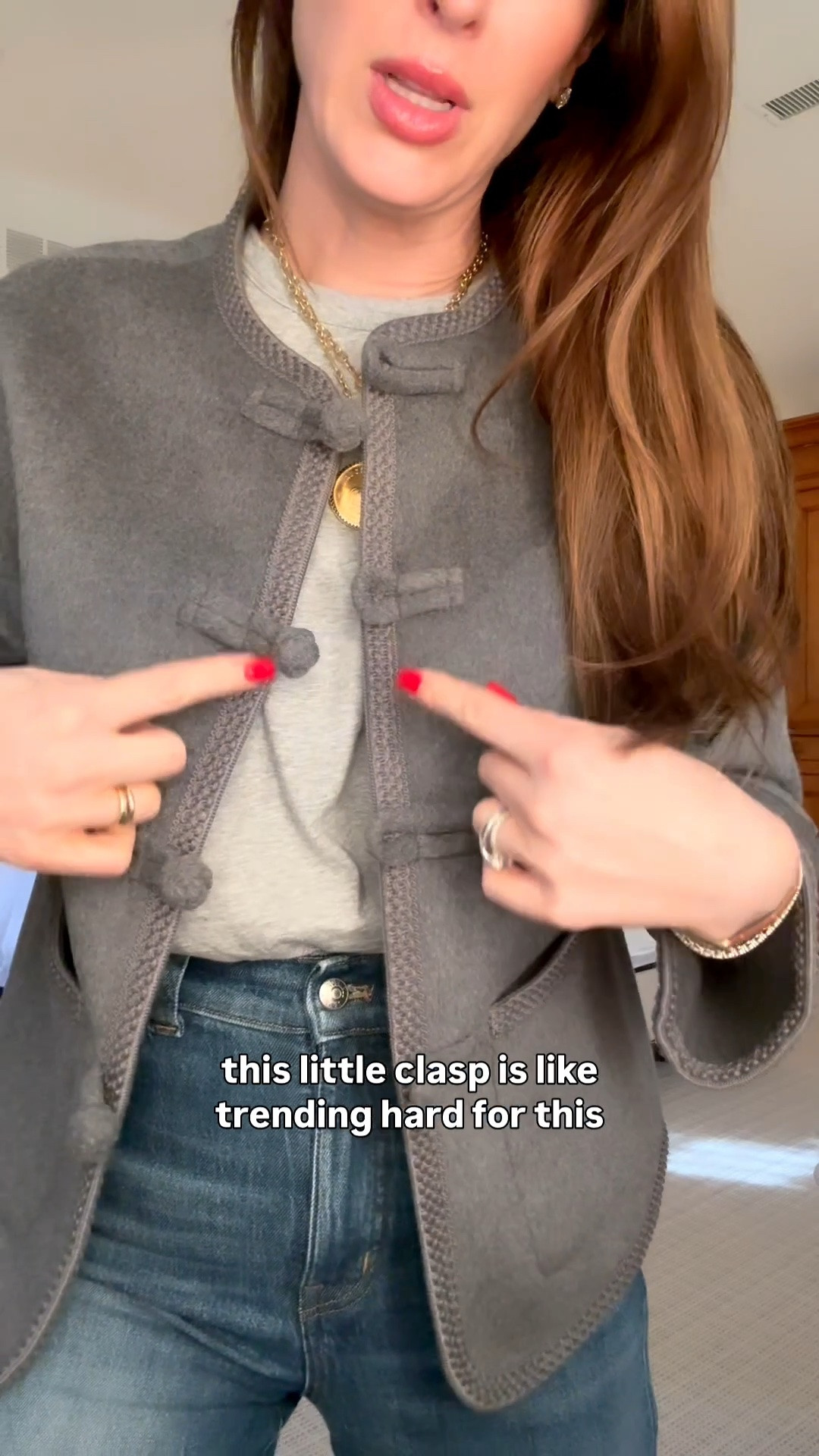 Regular size 26 in a denim, a small and a T-shirt and a small in the jacket ￼

#LTKootd #LTKOver40 #LTKgrwm