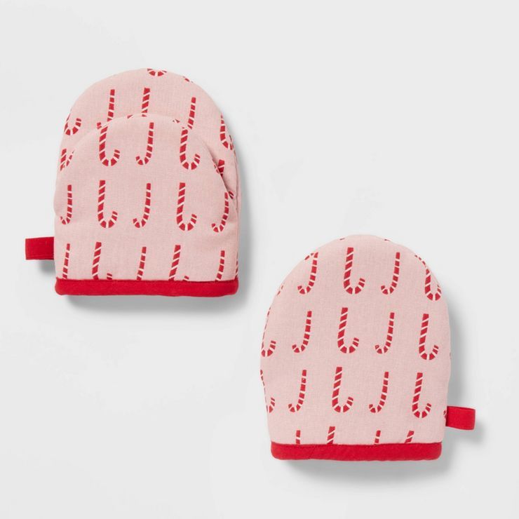 2pk Cotton Candy Cane Mini Oven Mitts - Threshold&#8482; | Target