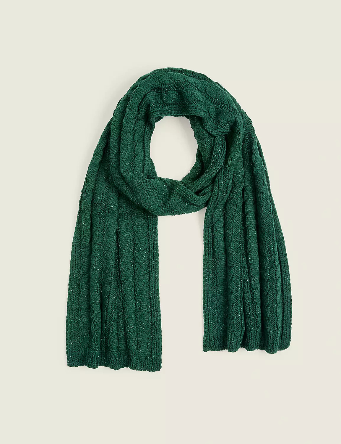 Lurex Shimmer Cable Knit Scarf | Lane Bryant (US)