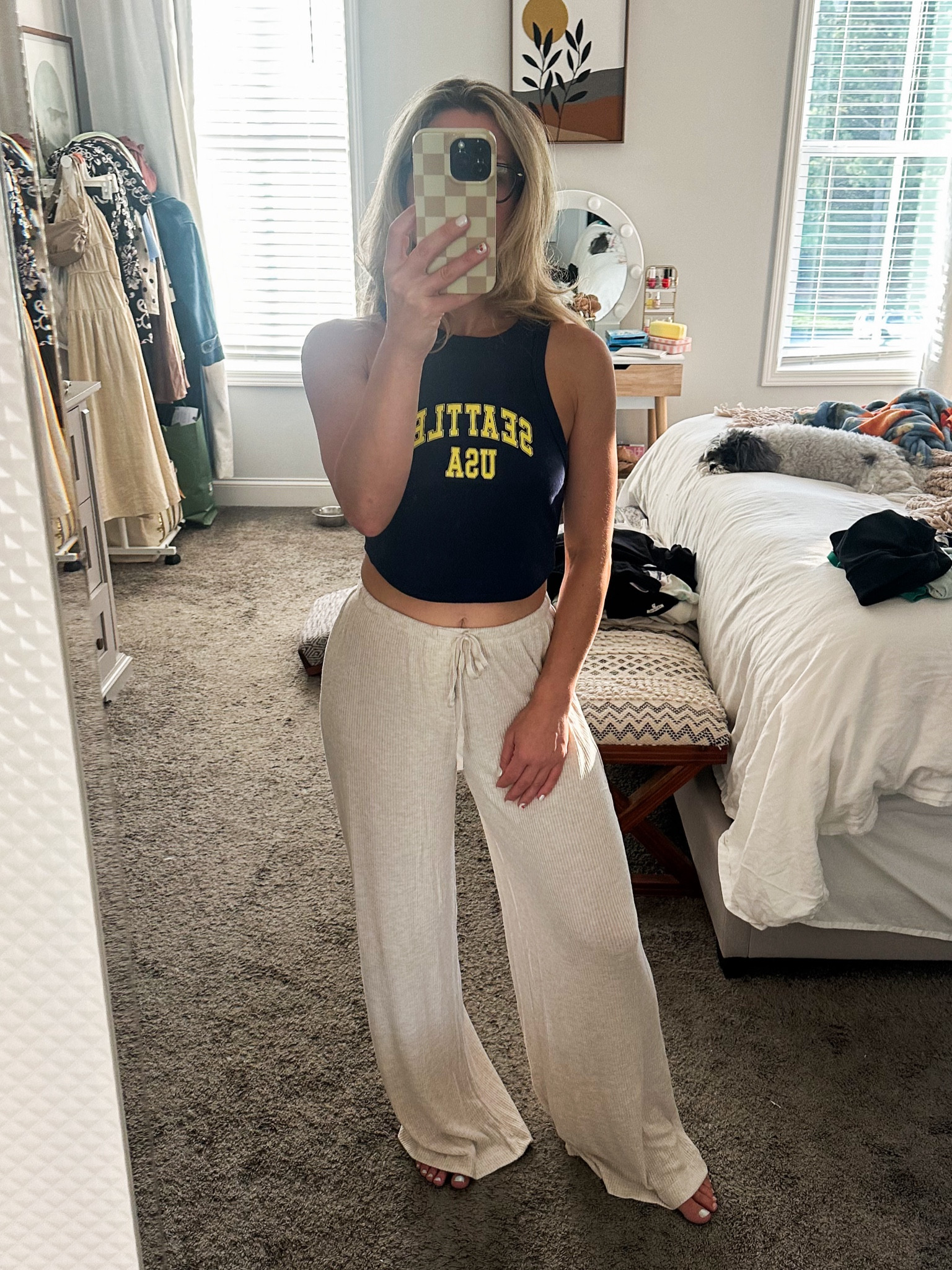 The coziest loungewear. I’m wearing a size small in the loungewear pants and a medium in the tank 

#LTKFindsUnder50 #LTKU #LTKSeasonal