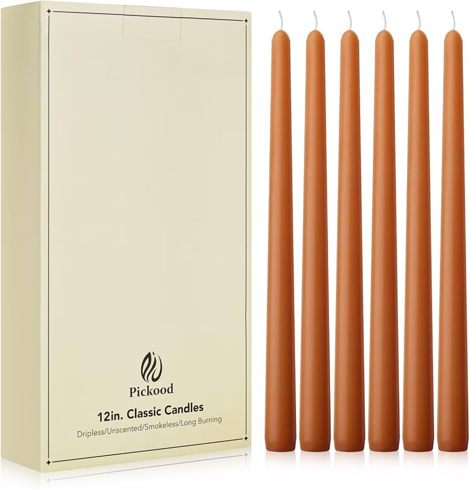 New Burning Formula Unscented Dripless 12-Inch Taper Candles Set of 12 - Burnt Orange, for Weddin... | Amazon (US)