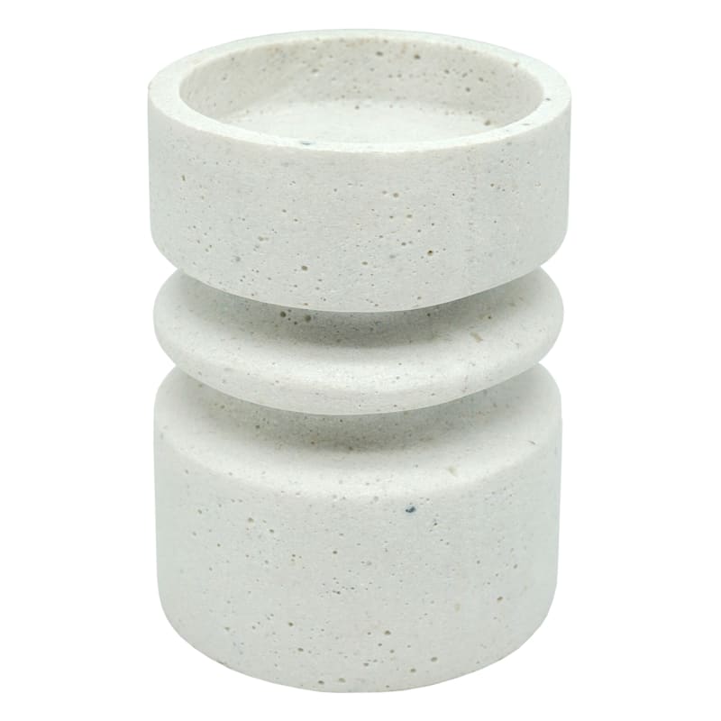 Crosby St. White Cement-Look Candle Holder, 5" | At Home