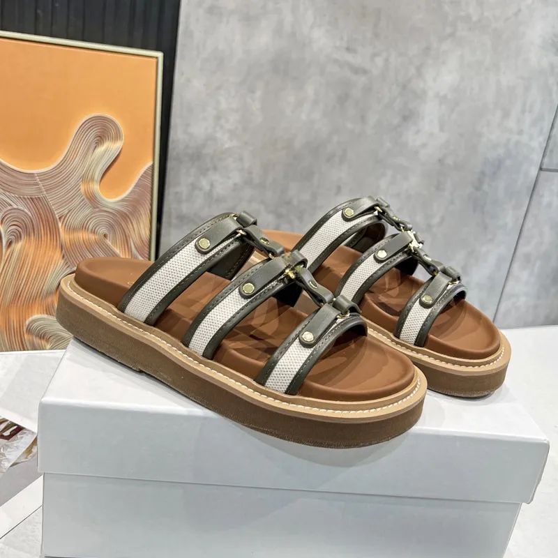 Canvas leather sandal fashion design roma shoes luxury designer size 35-41 | DHGate