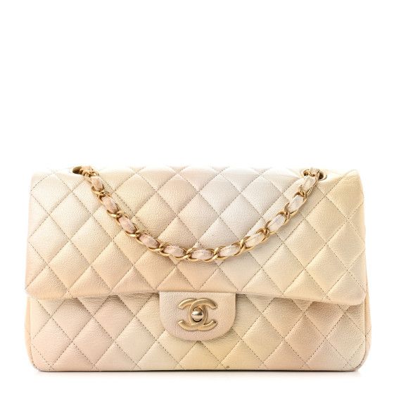 Metallic Goatskin Quilted Ombre Medium Double Flap Gold | FASHIONPHILE (US)