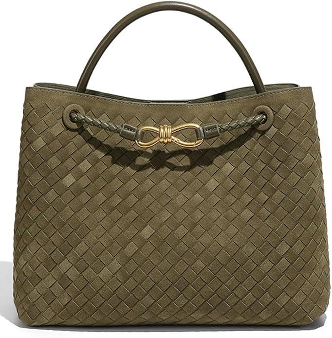 Suede Woven Tote Bag for Women PU Leather Hobo Bags Casual Crossbody Purse Shoulder Satchel Bag T... | Amazon (US)