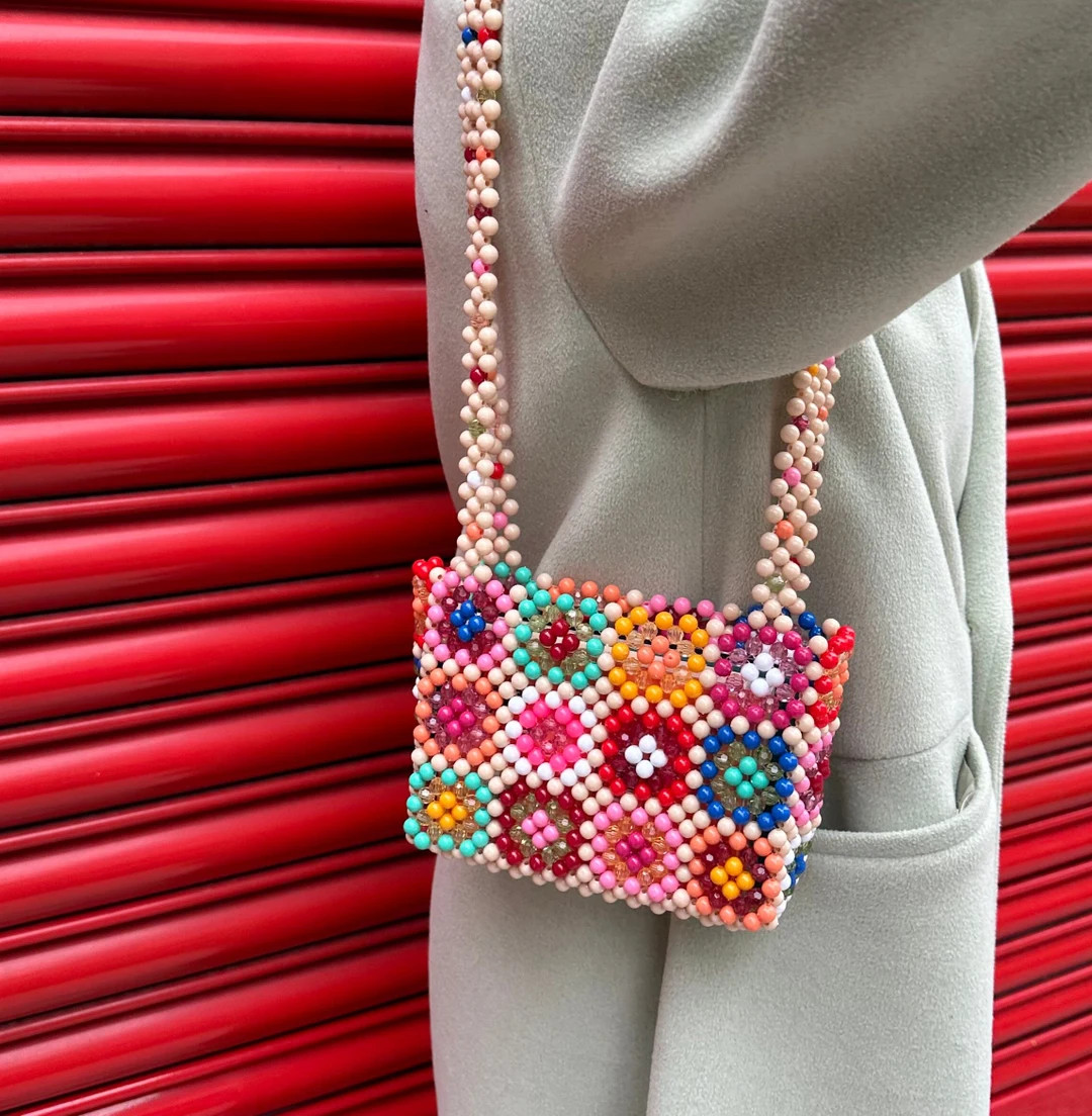 Granny Square Beaded Bag Rainbow Beaded Bag Crystal Beaded - Etsy | Etsy (US)