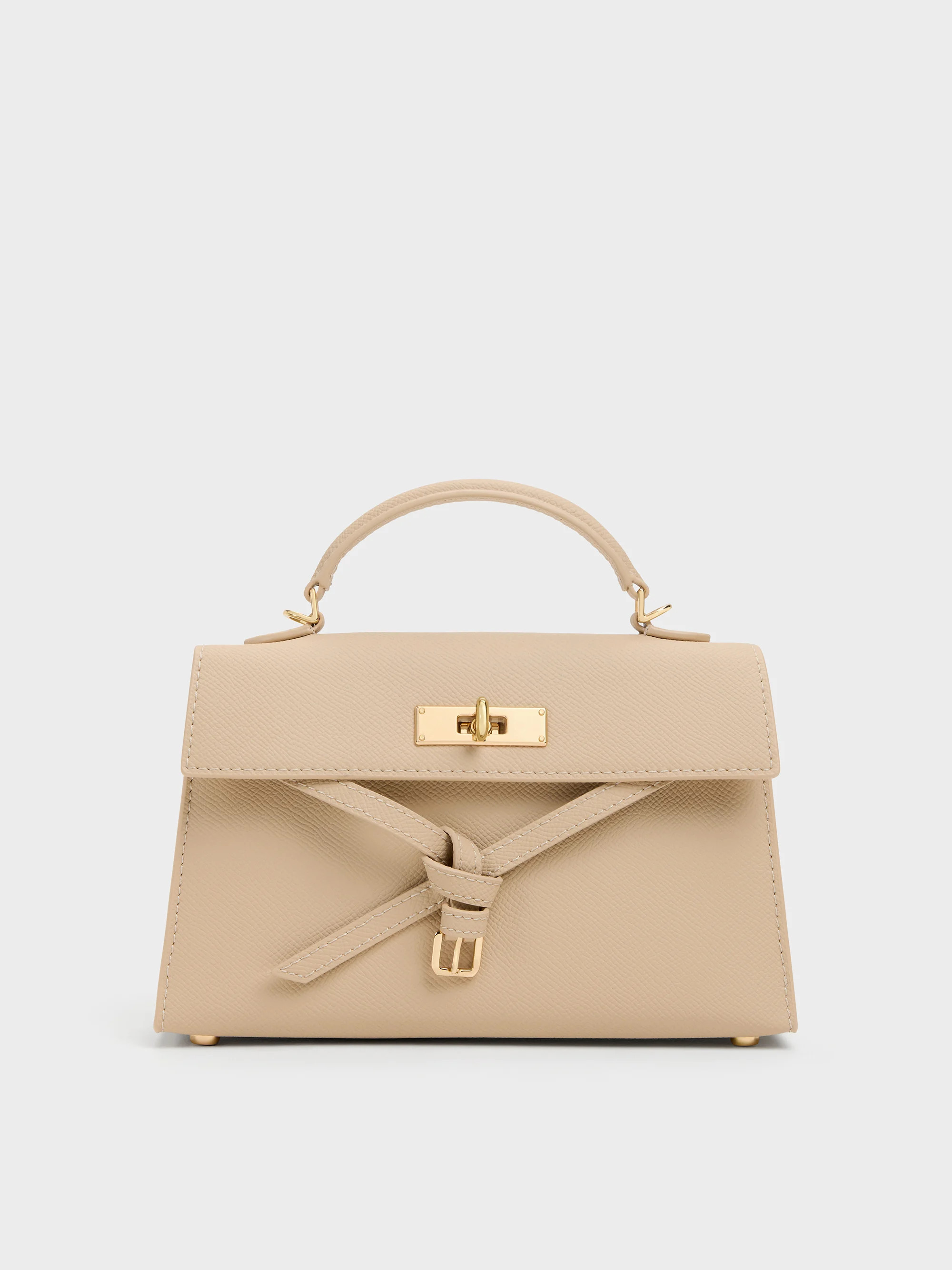 Sand Beige Tricha Knotted-Belt Top Handle Bag | CHARLES & KEITH UK | Charles & Keith UK