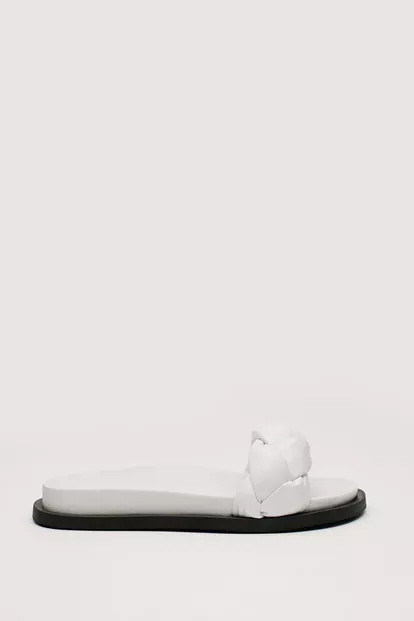 Contrast Slip On Braided Real Leather Sandals | Nasty Gal (US)