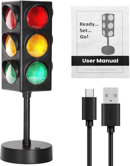 11 Inch Traffic Light Lamp with Base for Room Decoration, Stop Light Lamp with Color Changing and... | Amazon (US)