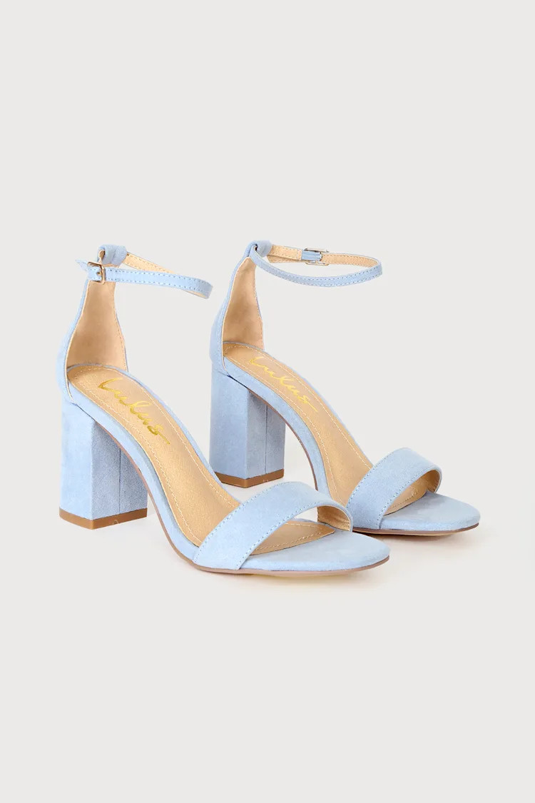 Arylee Light Blue Suede Ankle Strap Heels | Lulus