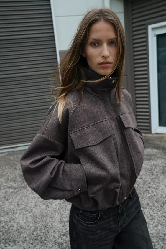 HIGH COLLAR BOMBER JACKET | Zara US