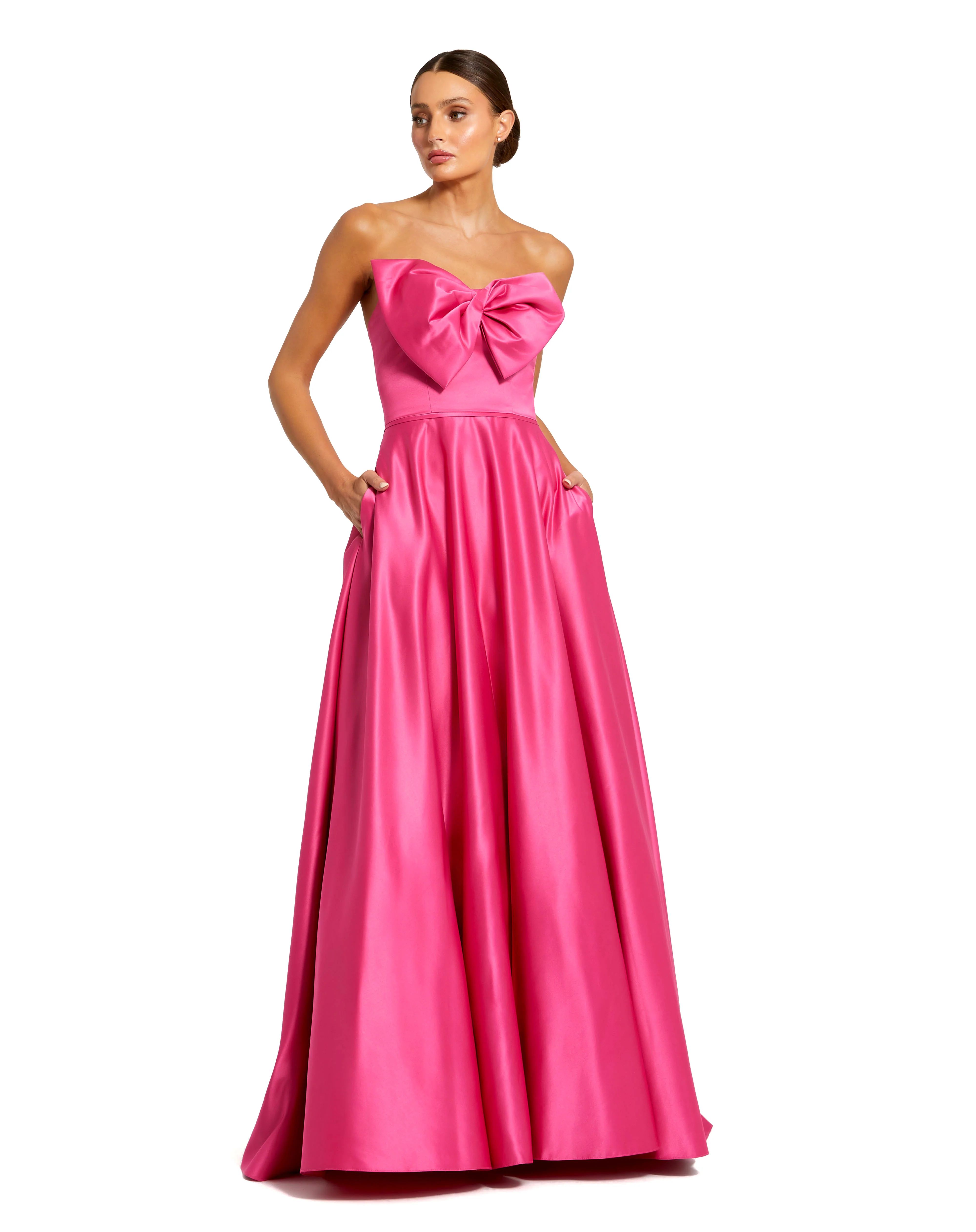 Strapless A-Line Bow Ballgown | Mac Duggal