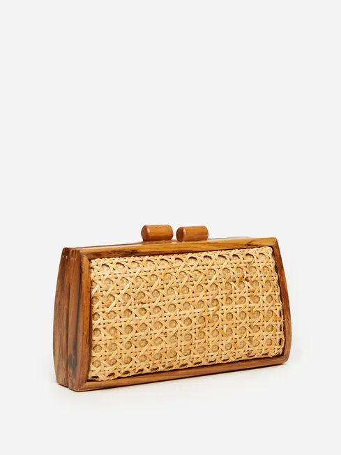 Genevieve Wood and Cane Clutch | J.McLaughlin