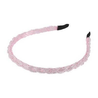 Unique Bargains Women's Beaded Hair Hoop Headband Accessories Hairband 0.43 Inch Wide 1 Pc Pink | Target