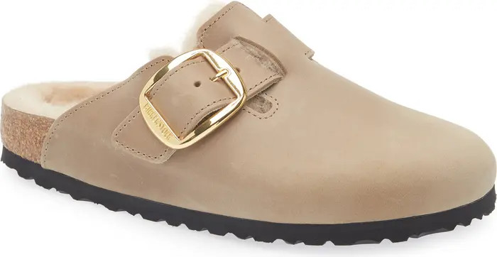 Boston Big Buckle Genuine Shearling Lined Clog (Women) | Nordstrom