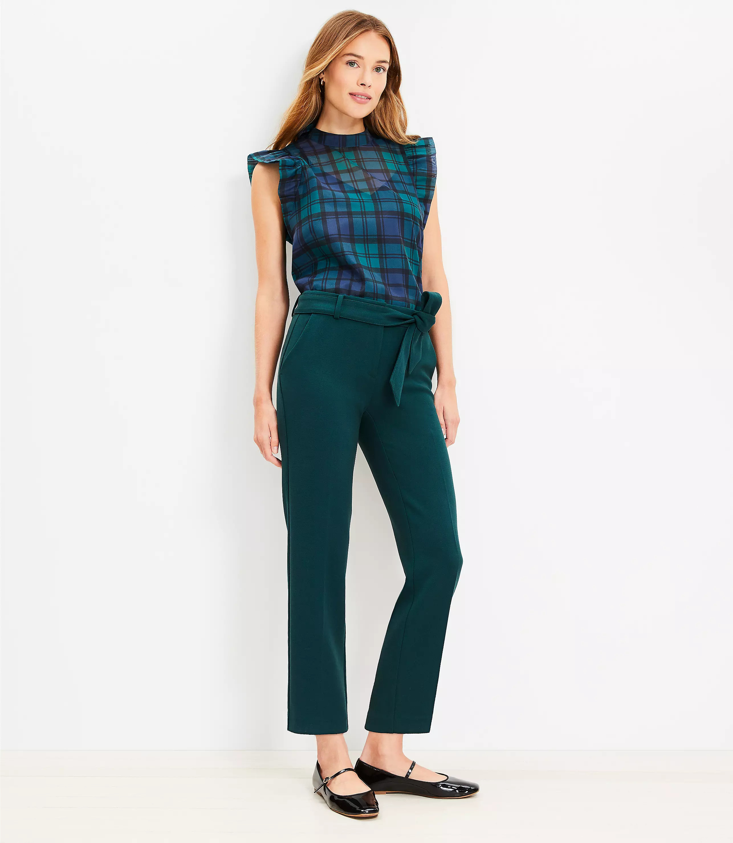 Tie Waist Riviera Slim Pants in Doubleface | LOFT
