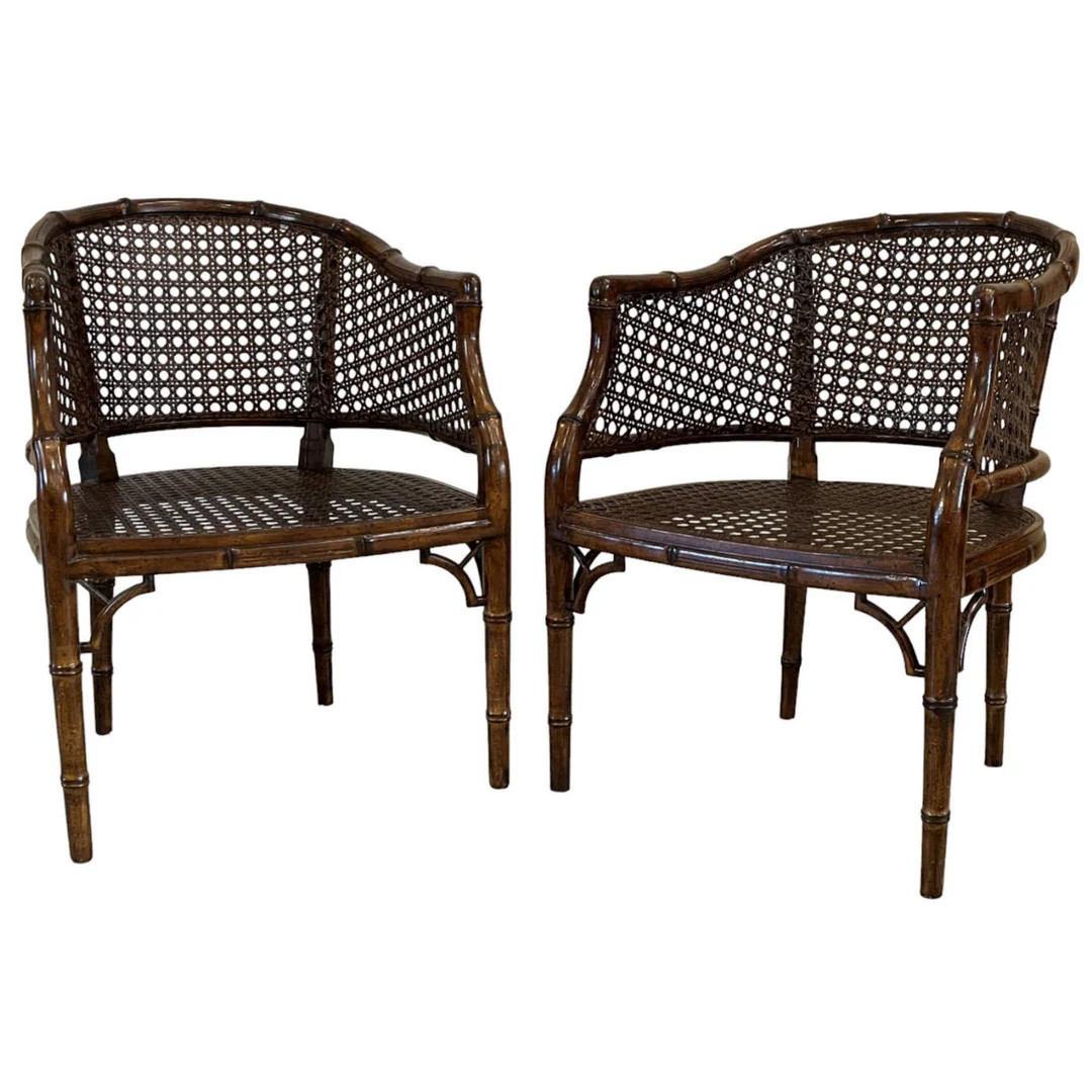 Pair - Vintage Faux Bamboo Caned Chairs, Made in Spain - ENC-1144 | Etsy (US)