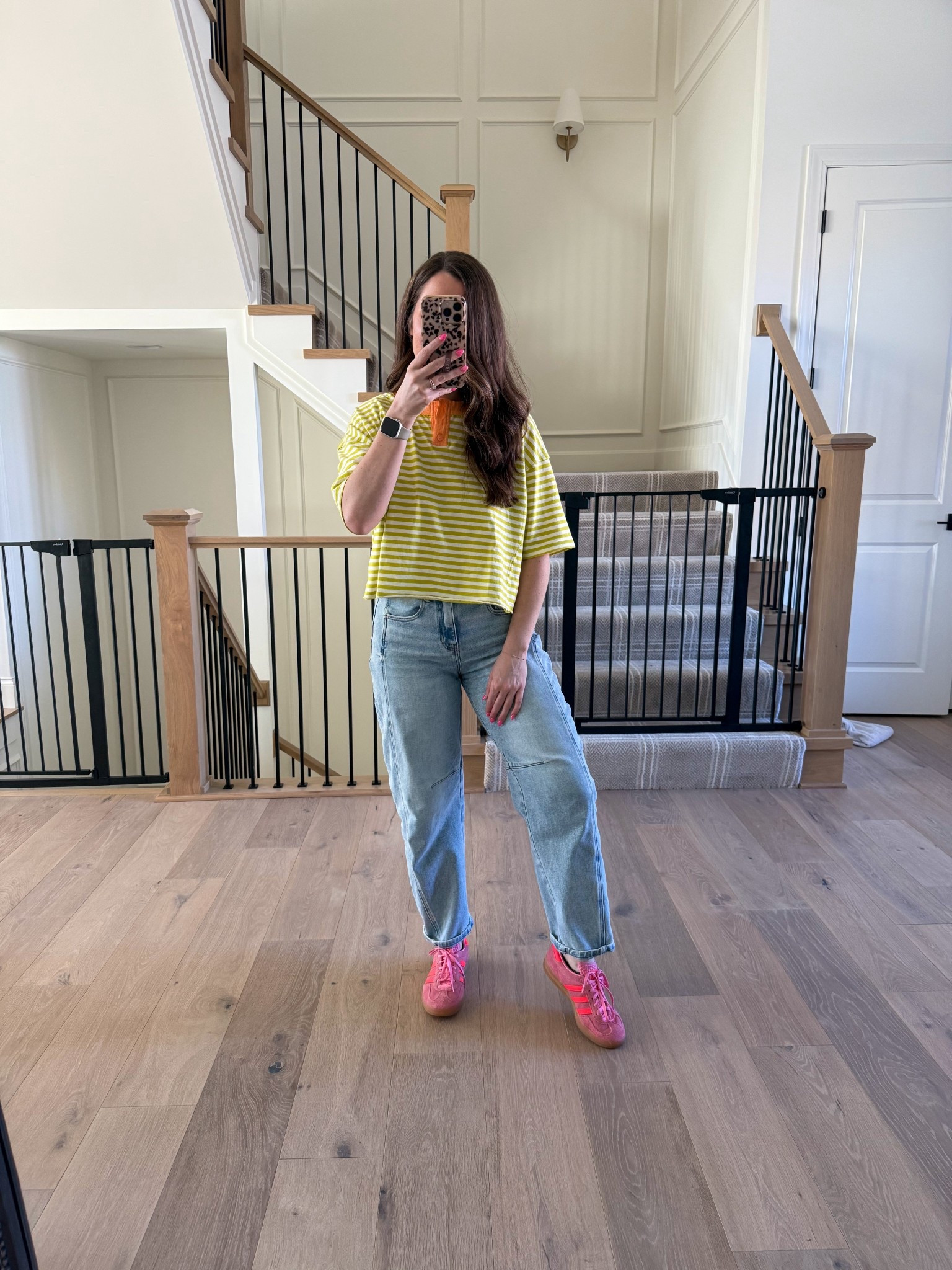 Love this stripe tee from @Aerie! Comes in a ton of colors & is on sale for $20 right now! 🫶🏻 I am in a small. 

#LTKmomlife #LTKgrwm #LTKootd