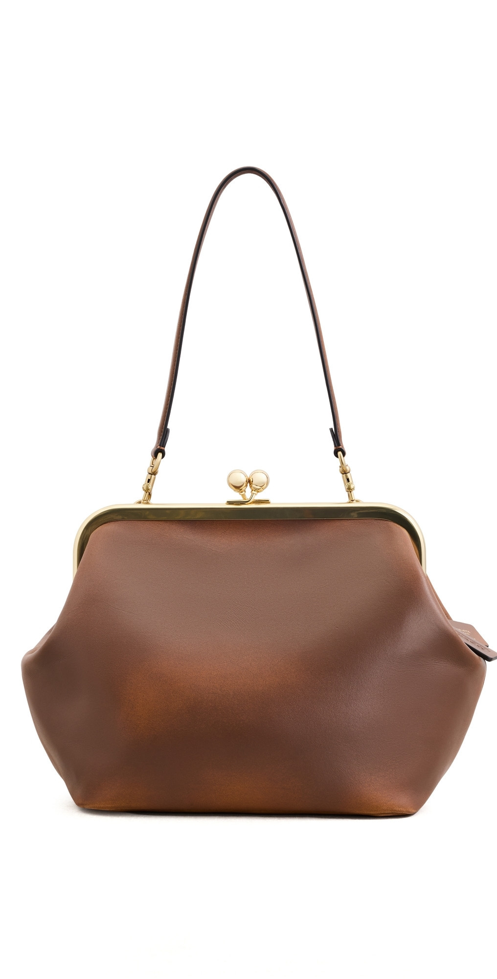 Coach Loved Leather Kiss-Lock Frame Bag 27 Brown One Size | Shopbop