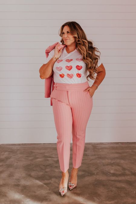 curvy Valentine look! wearing size large in heart tee! pink suit is old 

#LTKcurves #LTKSeasonal #LTKunder50