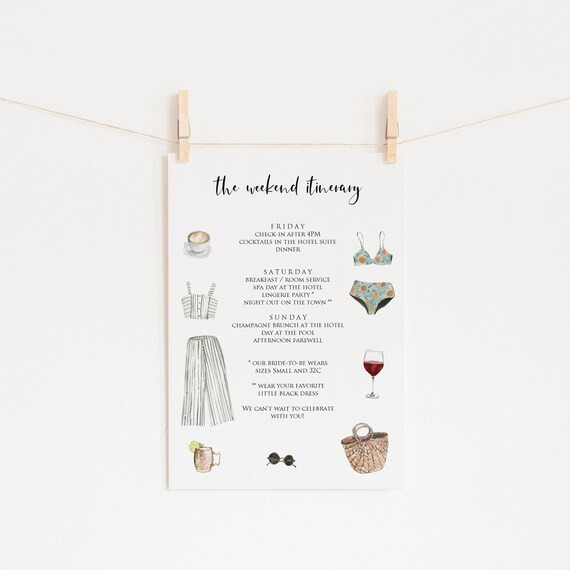 Girls Weekend Itinerary Template Instant Download Editable | Etsy | Etsy (US)