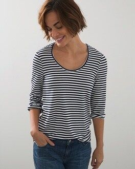 Stripe 3/4 Sleeve Tee | Chico's