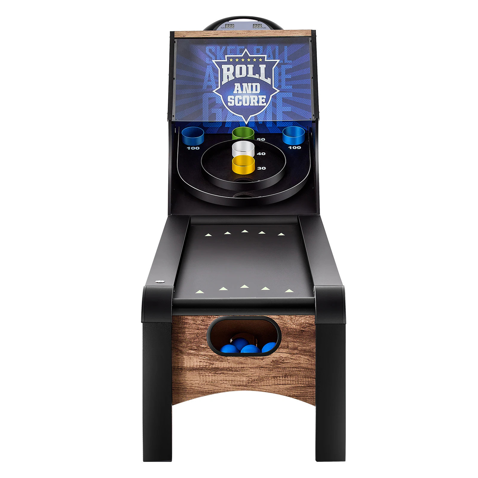 VEVOR 9ft Roll and Score Classic Arcade Game Table Indoor Skeeball Machine Game Set with LED Electronic Scorer Sound Automatic Ball Return for Adults | Lowe's