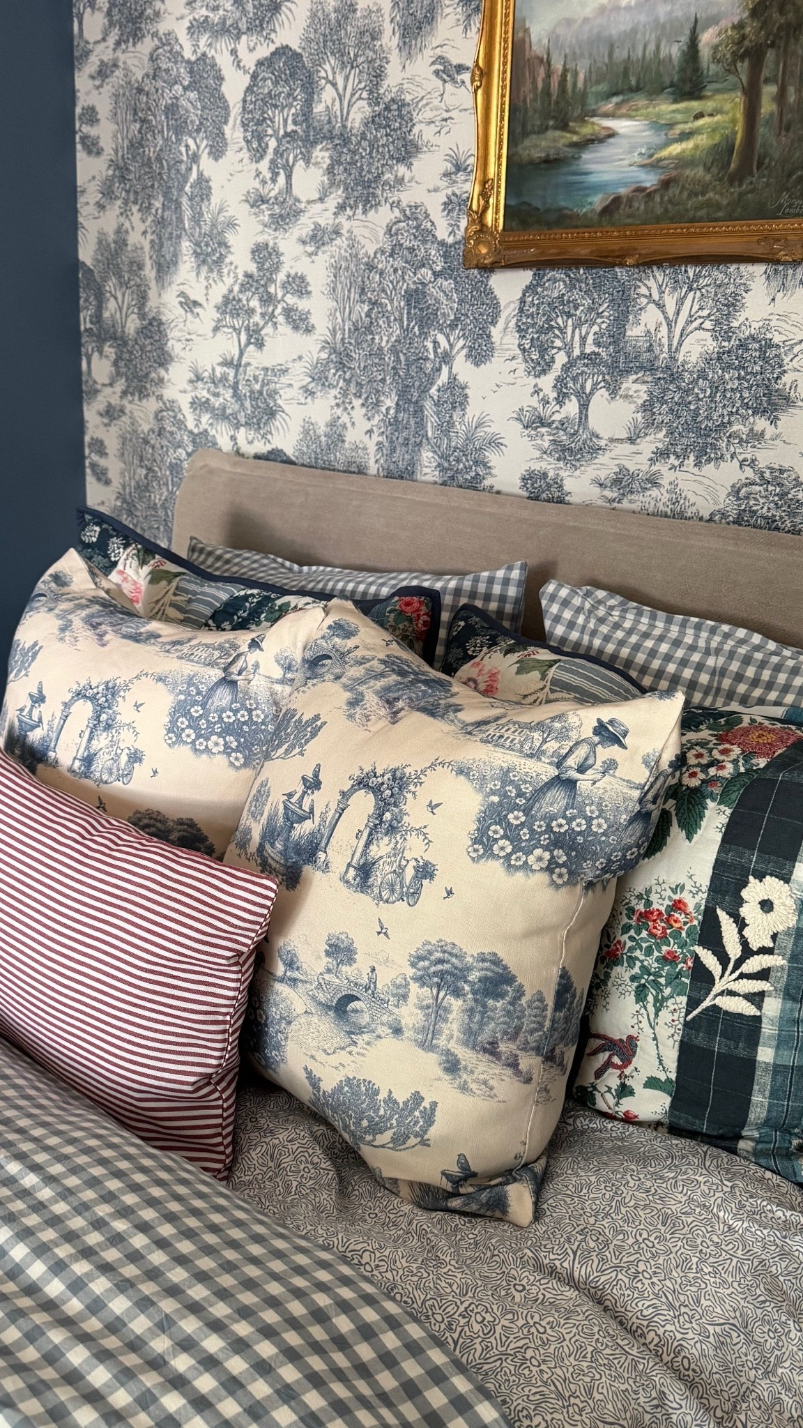 Guest bedroom inspo… toile pillows, stripe pillow, lumbar pillow, sheet set, toile wallpaper, gingham duvet set, embroidered patchwork shams

#LTKHome #LTKSeasonal #LTKSaleAlert