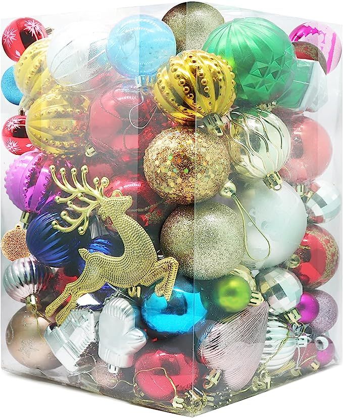 LEBOO Christmas Balls Ornaments 60-70ct Assorted Shatterproof Christmas Tree Decorations Large Ha... | Amazon (US)